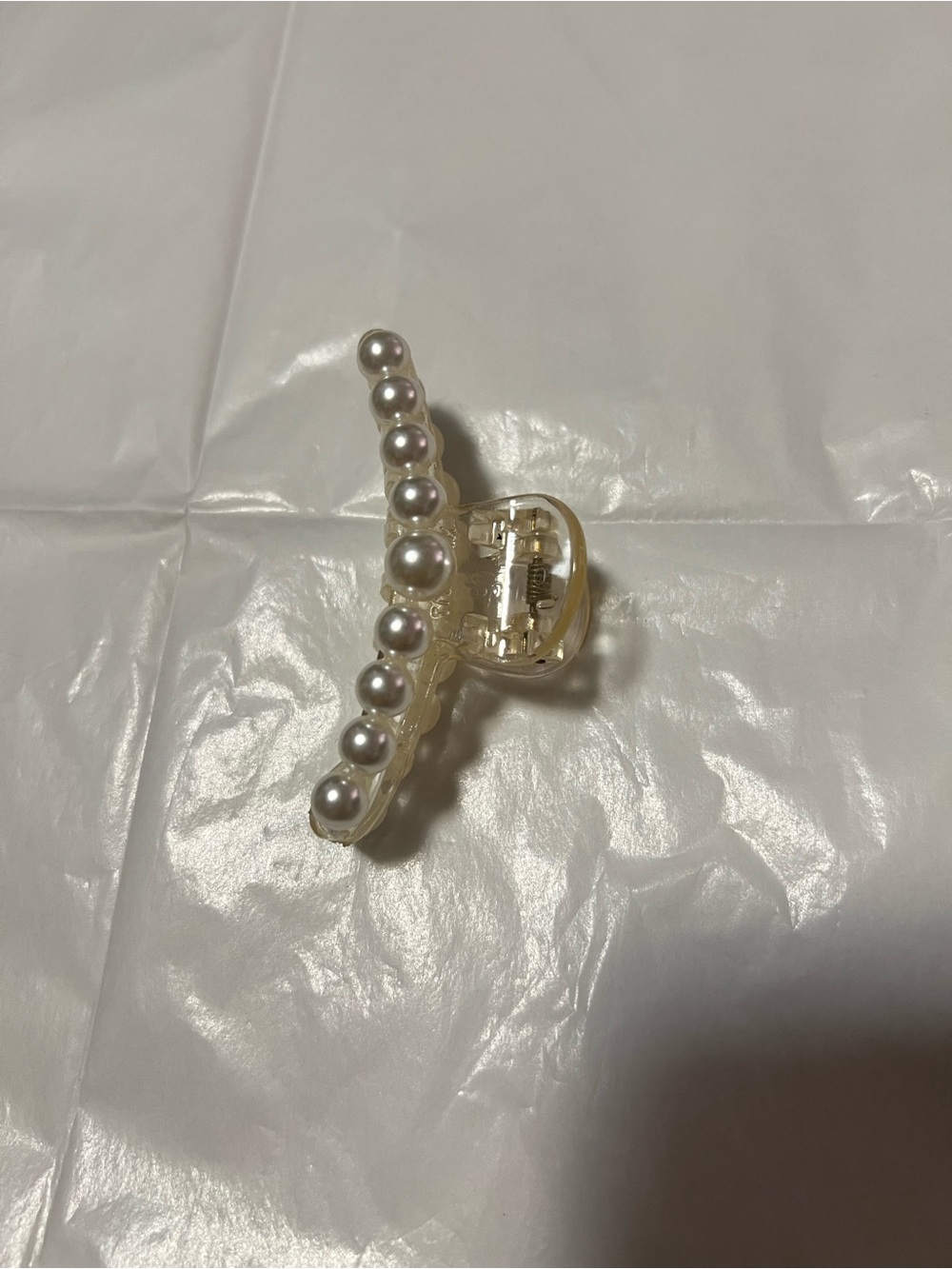 Pearl Accent Cream Hair Claw Clip for Women
